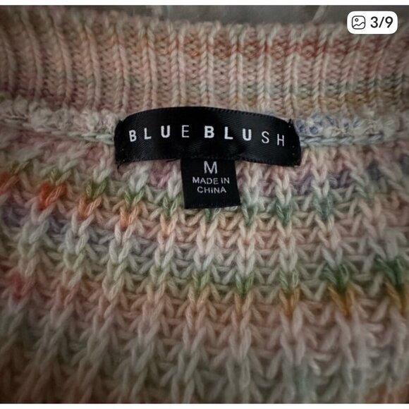 Blue Blush Womens Multicolor Knit Cropped Sweater M - Picture 4 of 9